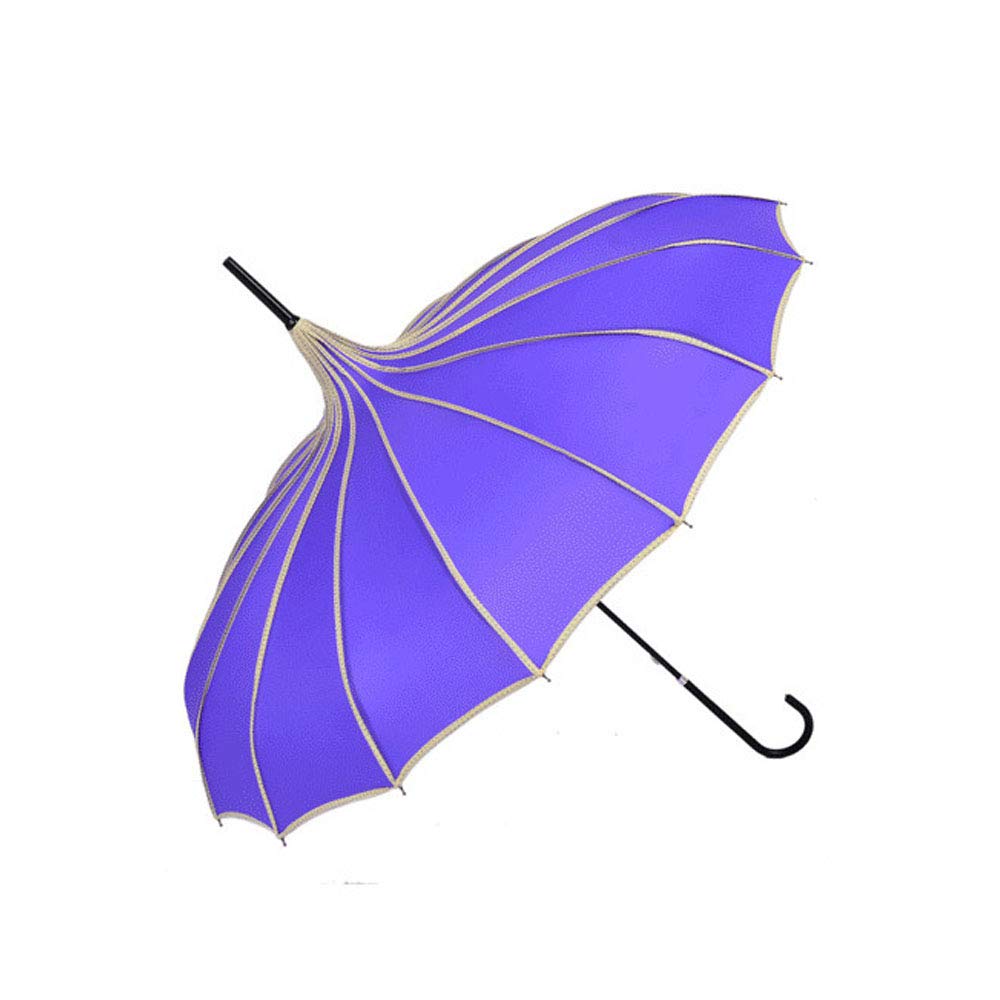 Ddartsgo Umbrella Retro Pagoda Parasol Umbrella Sun UV Protection Rain Umbrella with Hook Handle (Purple)