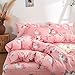 UOZZI BEDDING Girls Duvet Cover Set 3 Pieces Twin 68x86 Cute Pattern Bedding Set (1 Pink Unicorn Duvet Cover+2 Pillow Shams) Polyester 800 TC Luxury with Zipper Closure, 4 Corner Ties