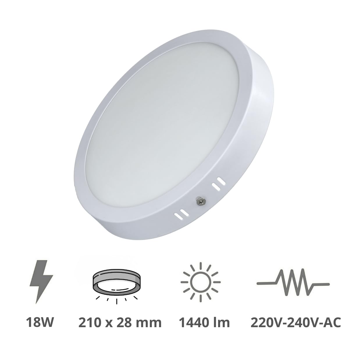 JANDEI - 2 x Downlights LED 18W, de Surface, Ronde (équivalent à 140W), Jante Blanche Mate en Aluminium (Blanc Froid 6000K). Parfait pour les Salons, Cuisines, Couloirs, Bureaux.