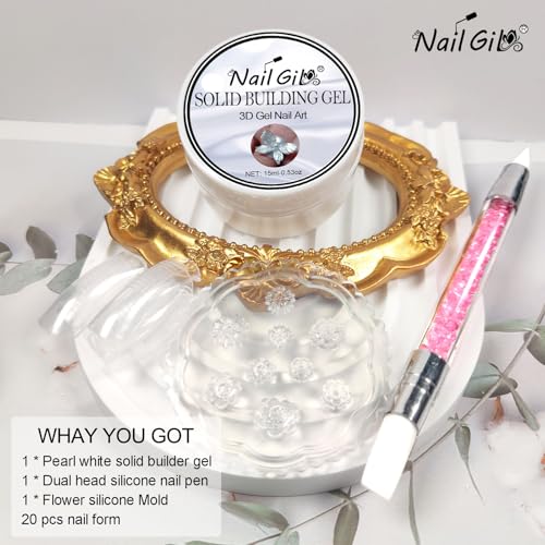 NAILGIL Pear White Solid Builder Gel For Nails,3D Gel Nail Art Sculpture Non-Sticky Hand for Carving Sculpting Extension with 3D Silicone Mold Salon Quality Home DIY-0.5oz - Image 3