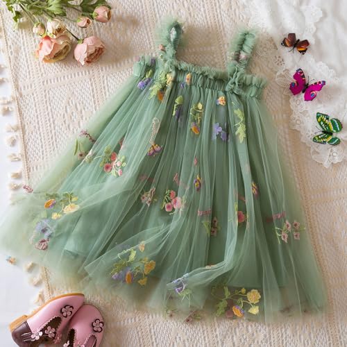 Nileafes Toddler Summer Dress Baby Girl Strap Floral A Line Dress Sleeveless Beach Butterfly Sundress for Toddler Girl2