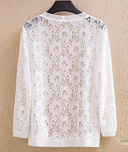 Femiserah Women's Long Sleeve Open Front Floral Lace Mesh Cardigan4
