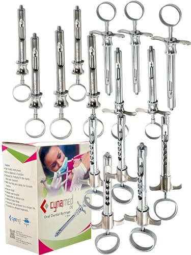 15 Pack Dental Anesthetic Aspirating Syringe 1.8CC Type A, Type C-W Plain & Type C-W Perforated | Oral Dispensing Dental Syringe | German Stainless CE Dental Instruments
