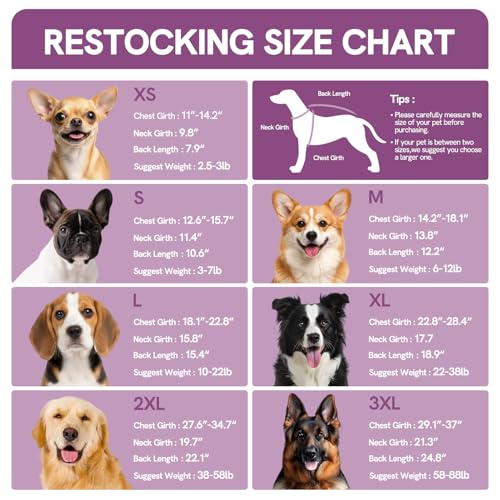 Image of SAWMONG Recovery Suit for Dogs Female Male, Cotton Breathable Dog Onesie After Surgery Spay Neuter, Professional Dog Surgical Suit, Substitute Pet E-Collar Cone, Purple, XX-Large