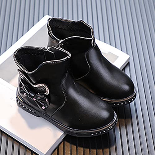Fashionable Autumn And Winter Girls Boots Low Heel Flat Bottom Non Slip Rhinestone Bowknot Tall Boots for Baby Girl2