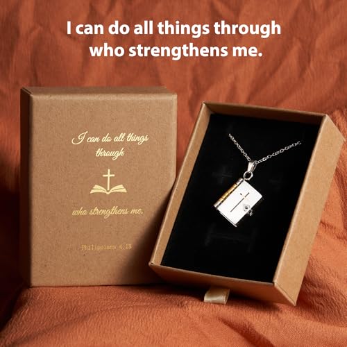 Christian Gifts for Women Faith, Jesus Bible Verse Necklace, Openable Multi Layer Book Necklace，Cross Faith Pendant Necklaces，Spiritual motivation encouragement motivational Religious gifts for Women3