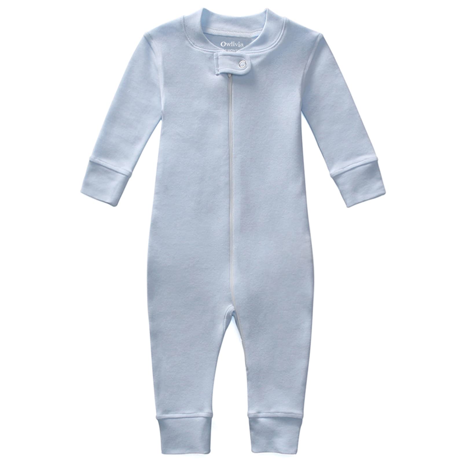 Owlivia Organic Cotton Baby Boy Girl Zip up Sleep 'N Play Pjs, Footless, Long Sleeve