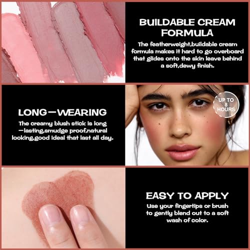 Image of FOCALLURE Cream Blush Makeup,Buildable Blush Stick for Cheeks,Matte and Dewy Finish,Long Wearing,Easy Application,Lightweight Multi Stick,BURNING CLAY