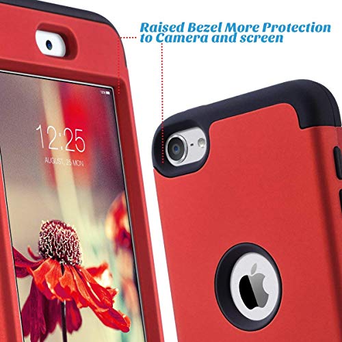 Ulak Ipod Touch 7 Case, Ipod Touch 6 Case, Heavy Duty High Impact Shockproof Dual Layer Protective Case For Apple Ipod Touch 7Th/6Th/5Th Generation (Red+Black) #TOP3