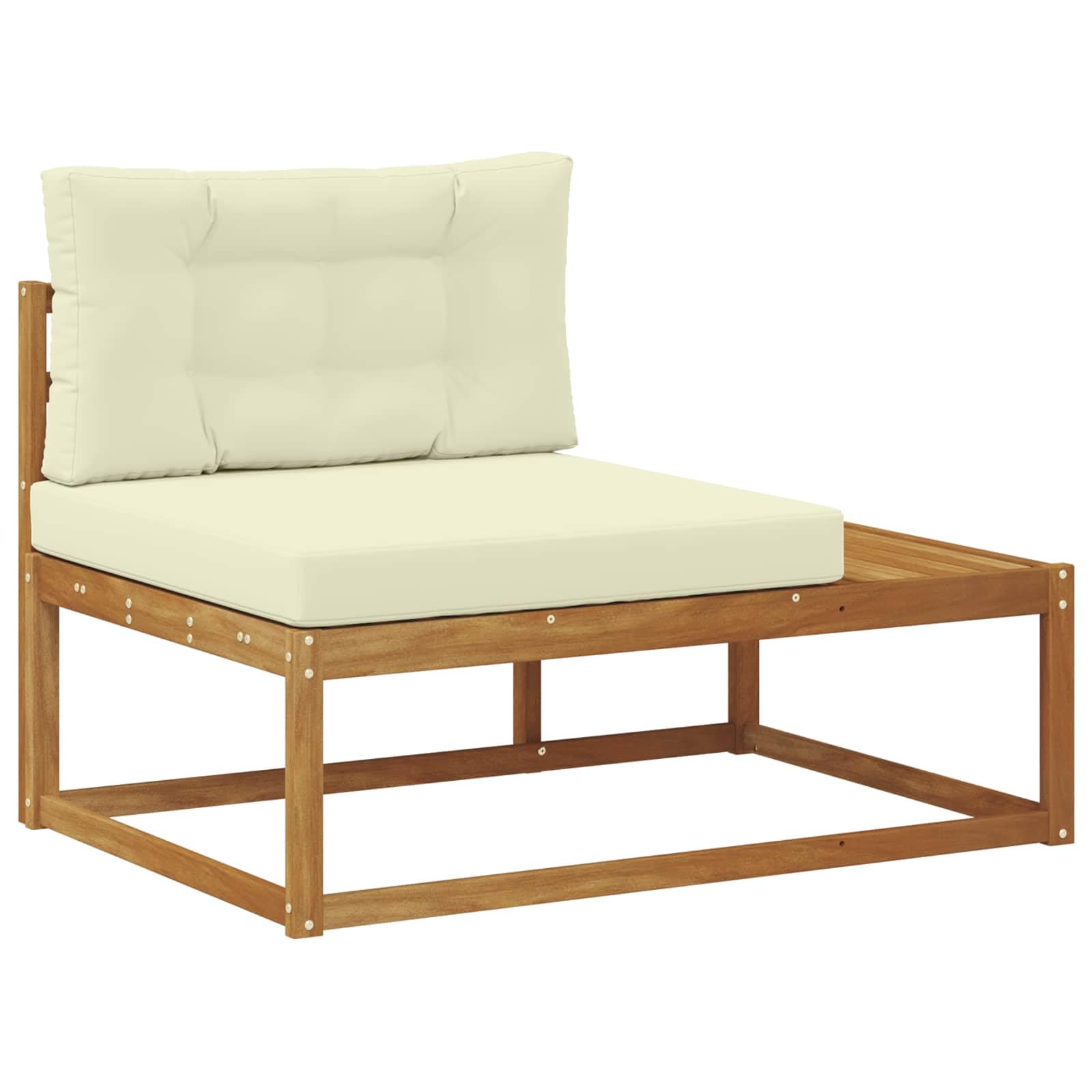 Divano laterale per esterni, 115 x 83 x 73 cm, in legno massiccio di acacia, set di mobili da giardino, per terrazza, balcone, giardino, A