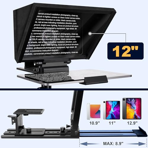 Image of 12 inch Portable Teleprompter for Tablet & DSLR Camera with APP Remote