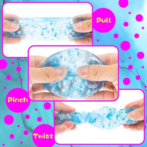 Image of Ice Cube Squishy Toy, Transparent Blue Silicone Hand Squeeze Fidget Toy with Snowflake Design, Soft Sensory Stress Ball for Kids and Adults, Desk, Travel and Gifting, Pack of 1
