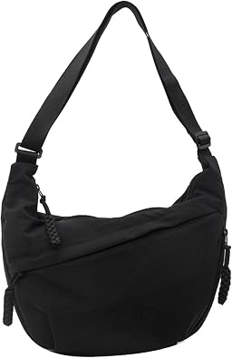 Nylon Crescent Crossbody Bag for Women Casual Hobo Shoulder Handbag Dumpling Purse with Adjustable Strap