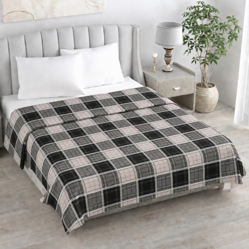 Image of Super Premium Quilt Cover Double Bed with Zipper Blanket Cover /rajai Cover /Comforter Cover /Duvet Cover King Size Soft Cotton Skin Friendly Stuff 90x100 Inches, Charcoal Grey Black | TC - 300