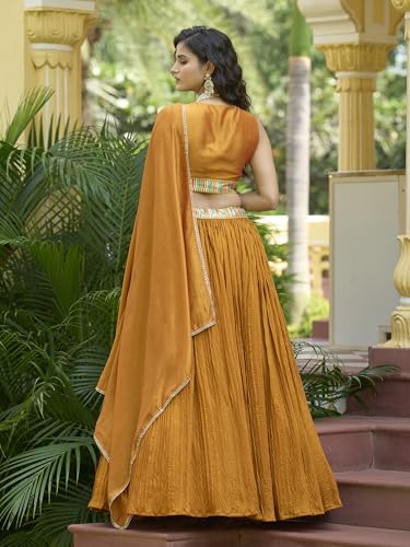 Image of PURVAJA Women's Silk Semi-Stitched Lehenga choli
