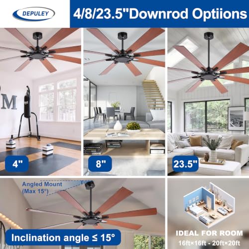 Image of Depuley Ceiling Fan Without Light: 72 Inch Big Indoor Outdoor Fan with Remote Control - Large Farmhouse Walnut Ceiling Fan no Light 8 Blade Reversible Quiet DC Motor Memory Function Timer