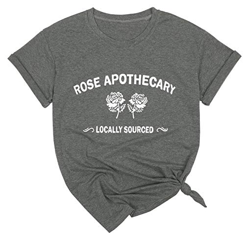 VILOVE Womens Rose Apothecary Shirts Locally Sourced Graphic Tees Summer Funny Short Sleeve Causal Holiday Tops
