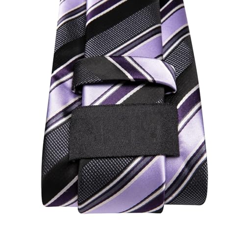 Image of Dubulle Silk Ties Set for Men Formal Paisley Striped Necktie Pocket Square Cufflinks 3PCS Sets Wedding Business Party