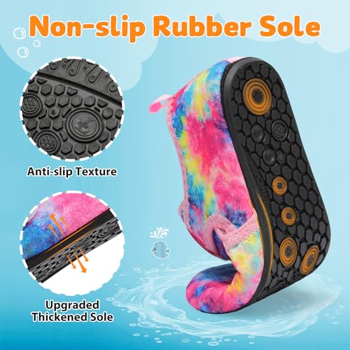 Image of LeIsfIt Kids Water Shoes Girls Boys Quick Dry Aqua Socks Breathable Swim Shoes Non-Slip Barefoot Socks for Beach Surf