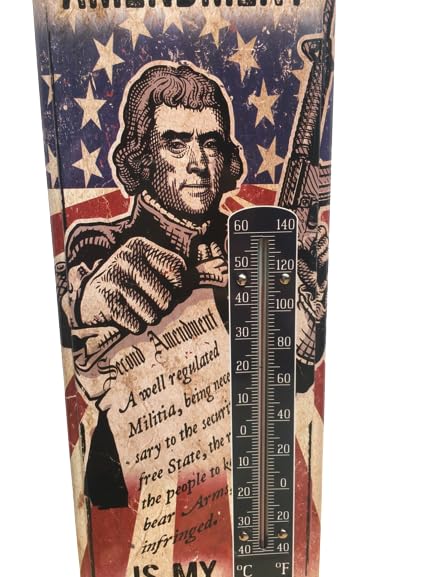 Miniatura 5 de Termómetro de pared de metal calibre 22, litografía de metal, mide 5 x 17 pulgadas, para interiores o exteriores, elige estilo (no me pises)