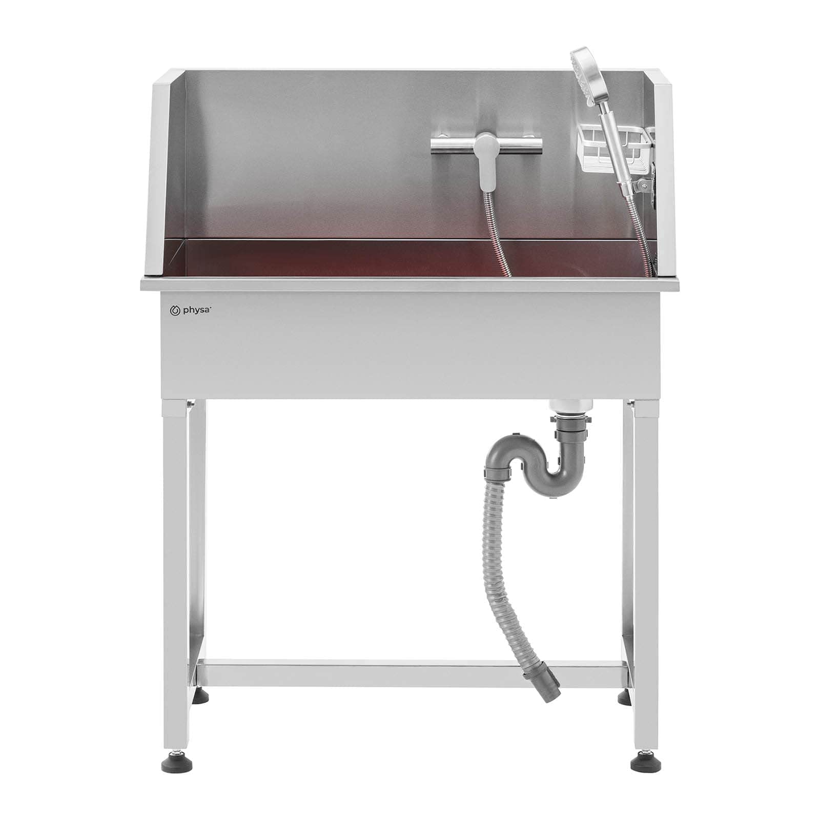 physa PHY-PWS-02 Bañera para perros hasta 60 kg Tina profesional para mascotas Material: Acero inoxidable Capacidad: 60 kg con accesorios