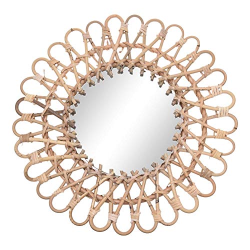 RecoverLOVE Espejos de Pared Espejo Decorativo Decorativo de Pared Colgante con ratán Natural Espejo Redondo Art Decó Salón Espejo con Forma de Sol montado en la Pared para decoración de Interiores Cover