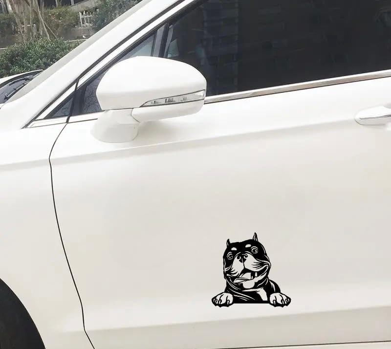 Miniatura 3 de Peeking American Bully Dog Terrier - Adhesivo para automóvil, calcomanías de cara de perro para parachoques de ventana de automóvil, calcomanías de