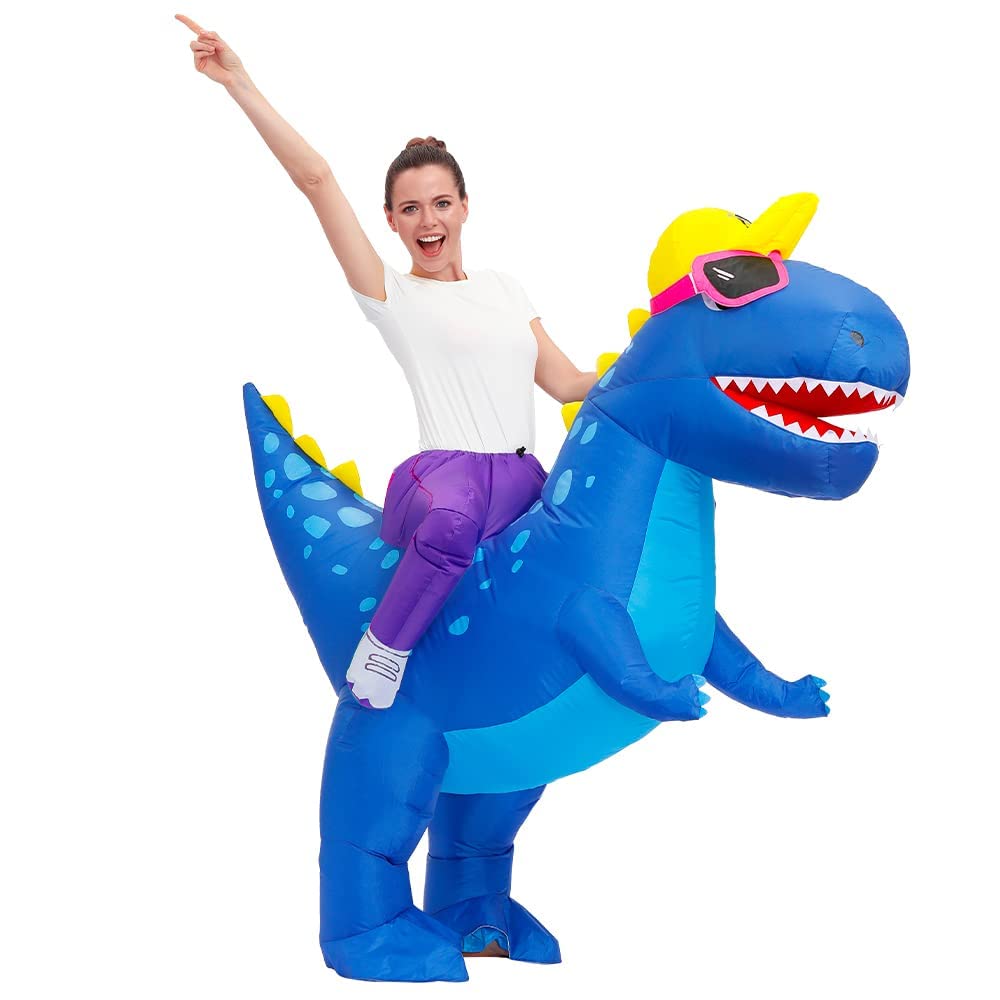 JASHKE Disfraz de Dinosaurio Hinchable Dinosaurio Azul Disfraces Hinchables Disfraces de Halloween Hinchables para Adultos