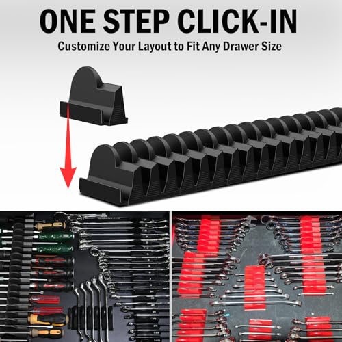 Image of 120 pcs Modular Wrench Organizer for Tool Drawers (Black & Red & Blue)
