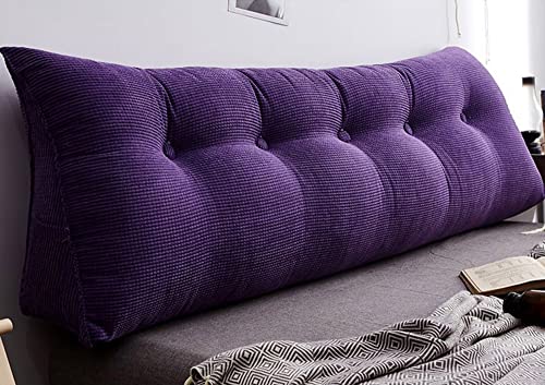 RAKTOV Ergonomic Triangular Bedside Rest Cushion for Back Support, Headboard Pillow Reading Rest Pillow Backrest Wedge Pillow Large Sleeping Backrest Cushion Lumbar Bed Pillow,71x9x20in,Purple