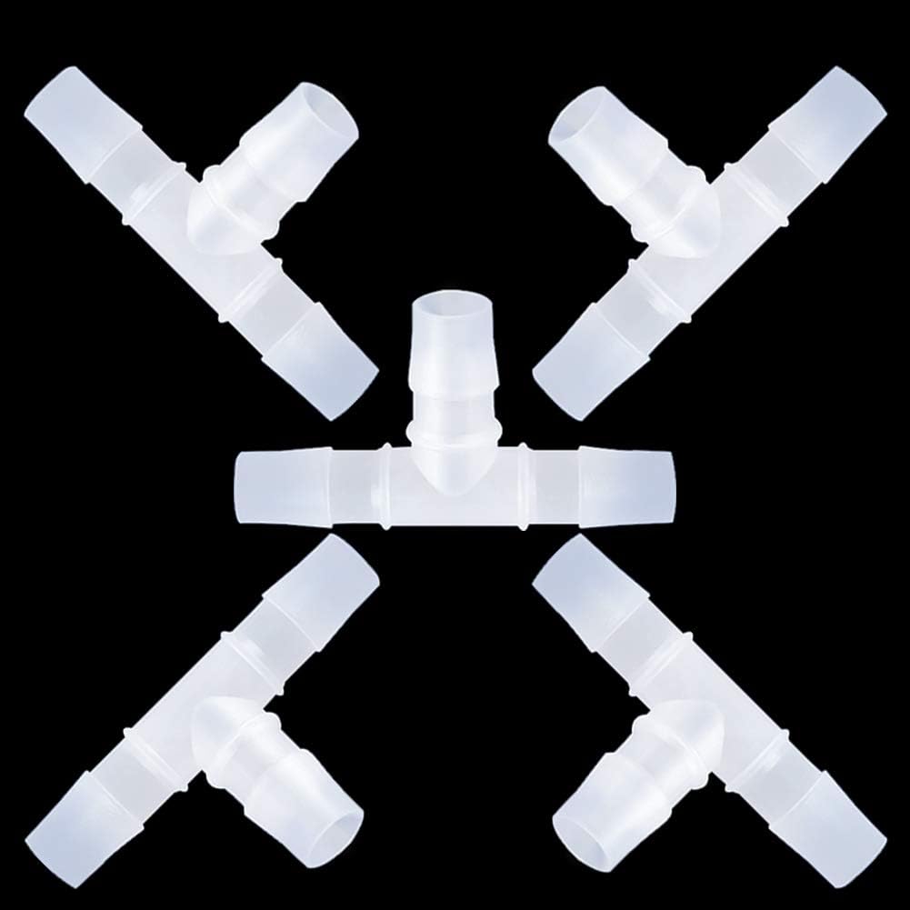 5/8" Tee Fitting Equal Barb 3 Way Hose Barb Adapter for Fuel Gas Liquid Air (Pack of 5)