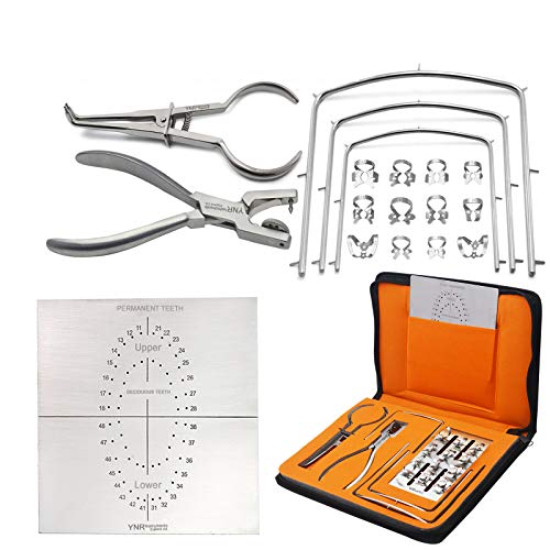 YNR® 18pc Pro Rubber Dam Kit Ainsworth Brewer Winged Rubber Dam Clamps Frame CE