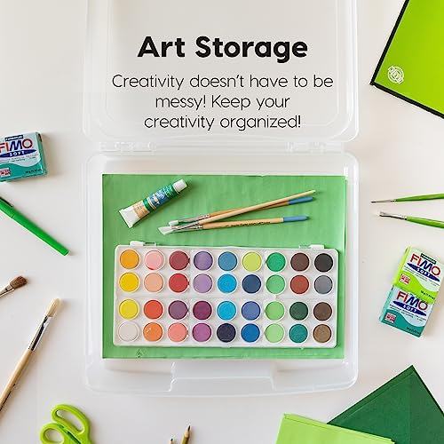Image of IRIS USA Board Game Storage Containers, 10-Pack |Made in USA| Organizers with Built-In Handle & Snap-Tight Lid for Puzzles, Scrapbook, and Fits 8.5 inch x 11 inch or A4 Papers, Slim - Clear