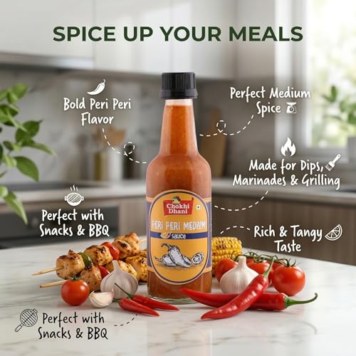 Image of Chokhi Dhani Peri Peri Sauce 200g | Medium Spicy Tangy Chilli Dip | Perfect Dipping Sauce for Fries, Nuggets & Snacks | No Preservatives