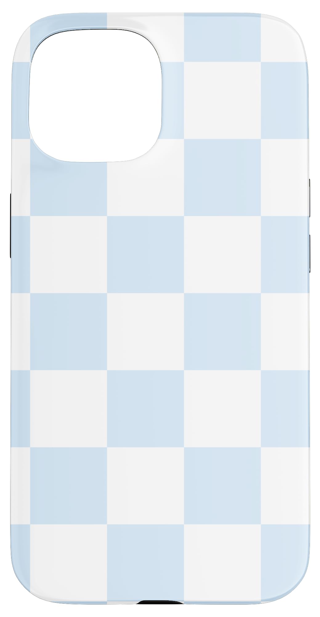 Light Blue and White Classic Checkered Checkerboard Pattern Case for iPhone 15