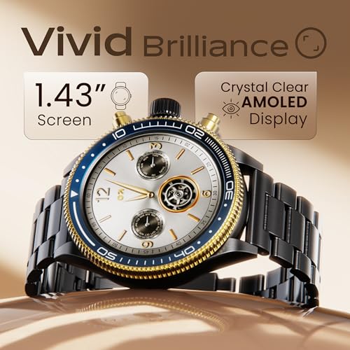 Image of GOBOULT Saber Smart Watch 1.43'' AMOLED Display, Functional Rotating Bezel, AOD, BT Calling, 200+Watchfaces, 700 Nits Brightness, AI Voice Assistant, SpO2 Monitoring, 120+ Sports Mode (Metal Black)