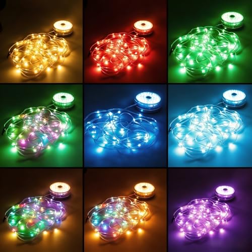 Image of Camping String Lights, Retractable 32.8ft RGB String Lights with 13 Lighting Modes, 4000mAh Hanging Waterproof Portable LED Fairy Lights for Tent Patio Awning Garden RV Decoration