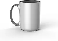 Cricut Caneca chanfrada em branco, cerâmica revestida, caneca segura de lava-louças e micro-ondas para decorar, caneca Cricut compatível com tinta infusível, caneca de sublimação de 445 ml, ideal para artesanato e impressão, 1 ct, branco/cinza