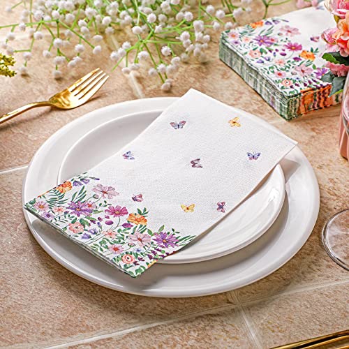 200 Pcs Spring Floral Guest Napkins 2 Ply Bathroom Paper Hand Towels Spring Flowers Bathroom Napkins Decorative Easter Disposable Hand Towels For Wedding Bridal Shower Party Holiday (Delicate) #TOP3