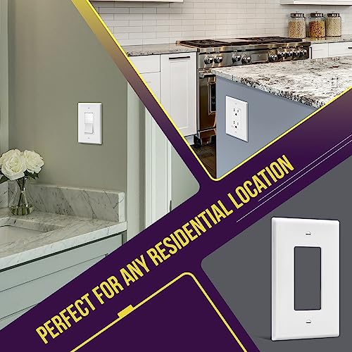 Image of ENERLITES Decorator Light Switch or Receptacle Outlet Wall Plate, Gloss Finish, Mid-Size 1-Gang 4.88 inch x 3.11 inch, Polycarbonate Thermoplastic, UL Listed, 8831M-W, White