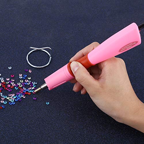 TOPINCN Aplicador De Strass Hotfix 1 Pieza 7 Puntas Rhotfix Calor Rápido Aplicador Varita Pistola Baqueta Decoración Herramientas DIY Reparación Brillantes 110-240 V (Pink)