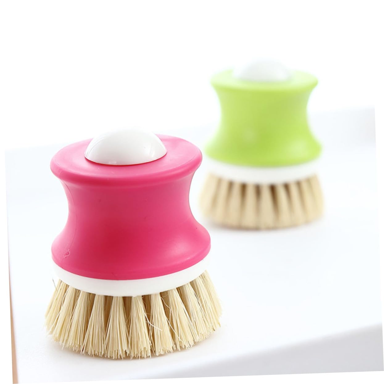 COLLBATH Natural Coconut Palm Dish Brush for Cleaning Handle Non Slip Design Durable Scrubber for Pots Dishes and Bowls Random Color