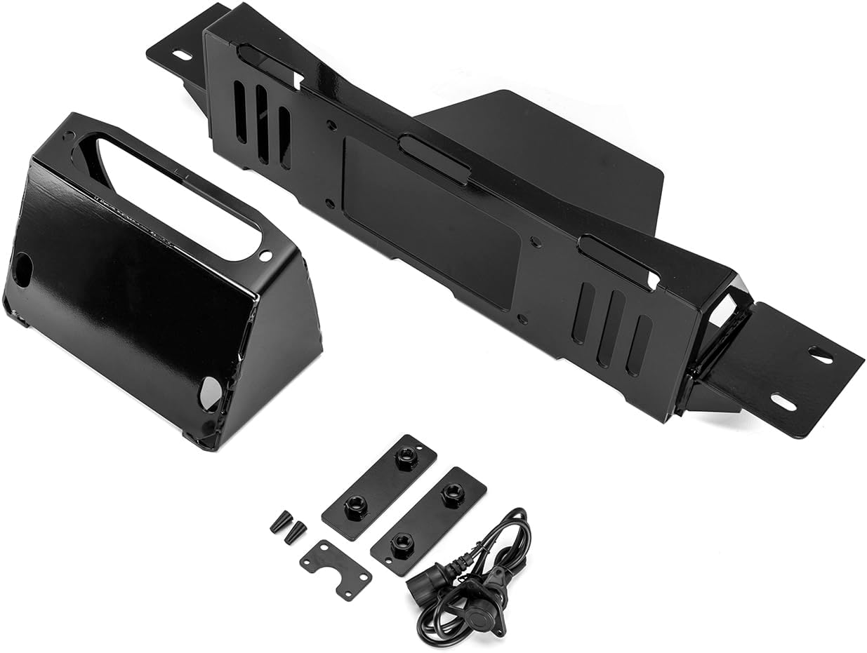 WeiSen Hidden Winch Mount Plate Winch Black Mounting Bracket Compatible with Chevy Tahoe 1995-1999, Fit K1500 Suburban 1992-1999, Fit K1500 1988-1999, Fit GMC K1500 Suburban