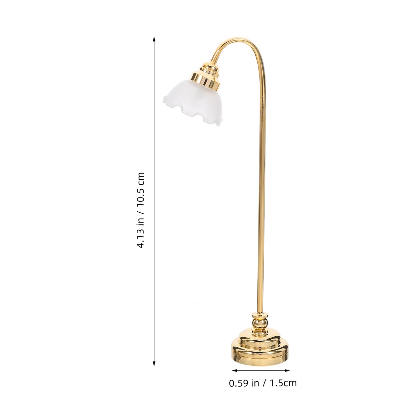 NUOBESTY Miniature Lamp Mini Golden Metal Glass Floor Light for Doll House Furniture Accessory, 10.50X2.50X1.50cm - Image 2