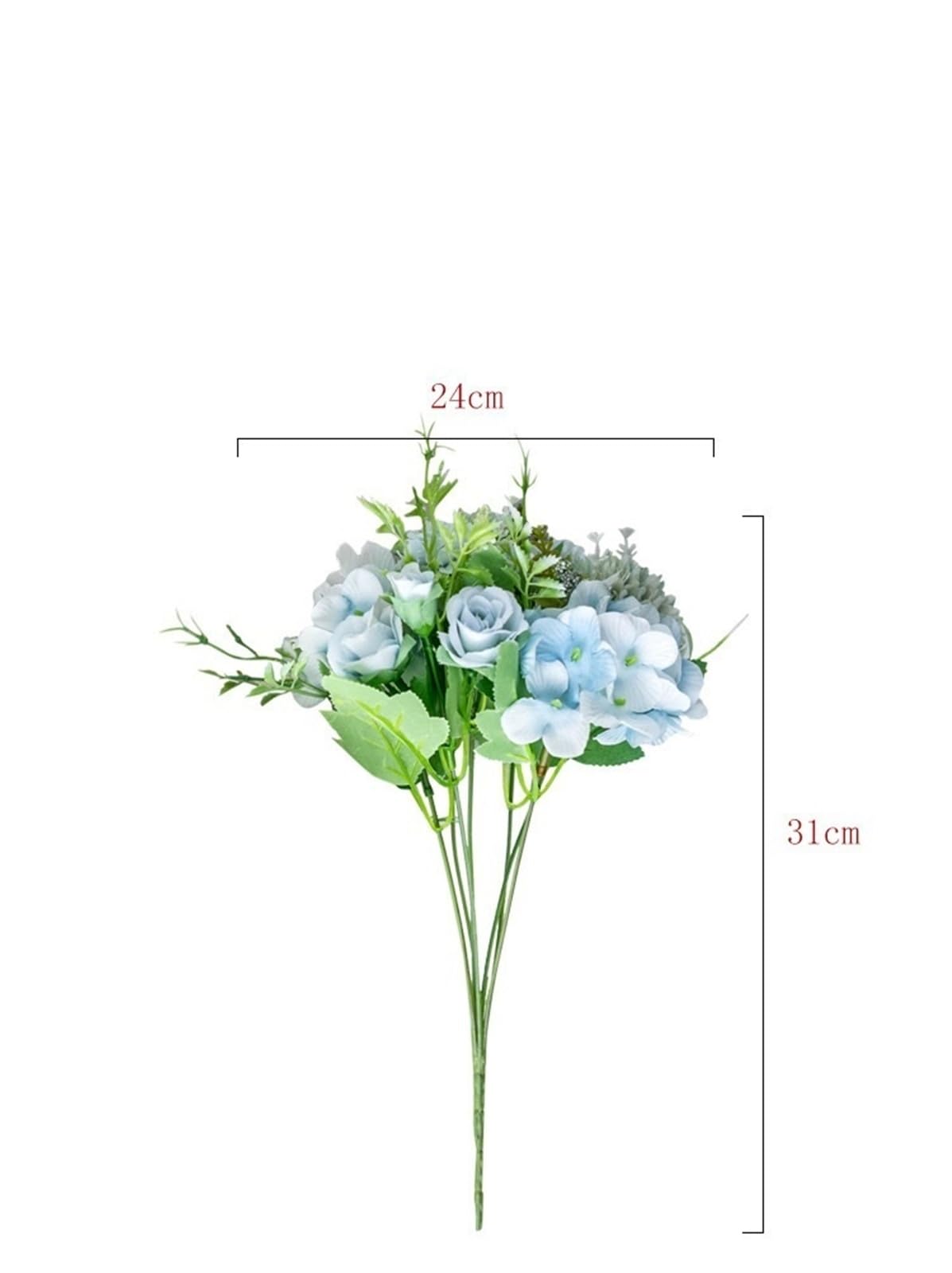 Generico Bouquet da sposa con peonie rosa finte alte 31 cm, fiori artificiali per la decorazione di feste in casa(Rose Blue,Silver)