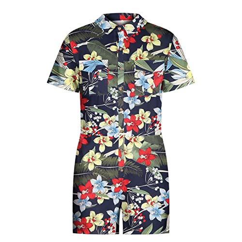 Mens One Piece Rompers Short Sleeve Shirts Hawaiian Casual Printed Lightweight Shorts Overalls Summer Beach Outfits2