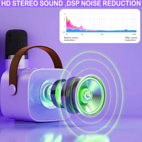 Image of Mini Karaoke Machine for Kids & Adult, 4-12 Years Old Girls Christmas Birthday Gift, Karaoke Toys Gifts for Girls Ages 4, 5, 6, 7, 8, 9, 10, 12 +Year Old Birthday Party Light Purple
