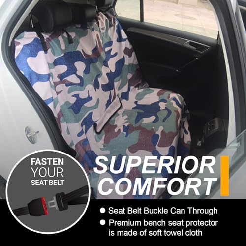 Image of Back Seat Cover for Car Trucks Van SUV Jeep,Waterproof Rear Bench Towel Seat Covers for Dogs and Kids,Automotive Backseat Protector (Camouflage)