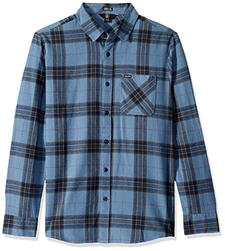 Volcom Men's Caden Classic Flannel Long Sleeve Shirt, Blue Rinse, Small