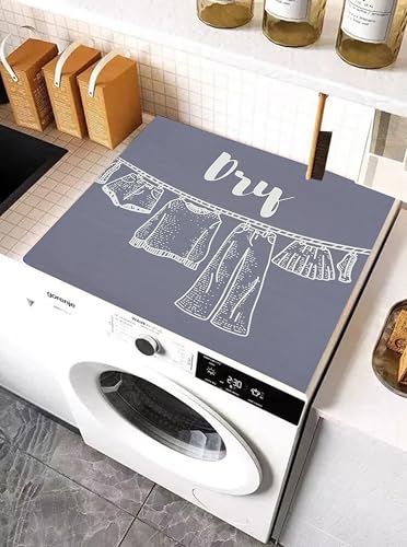 Image of Homecloud Non-Slip Washing Machine Mat - Durable Waterproof Protective Cover for Washer & Dryer, Dust-Resistant Mat Ideal for Laundry Room & Kitchen Appliances (Grey Dry)